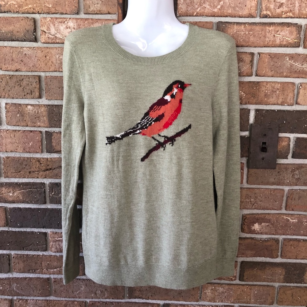 Talbots Size P Petite Nylon+Lambswool Green w/Bird